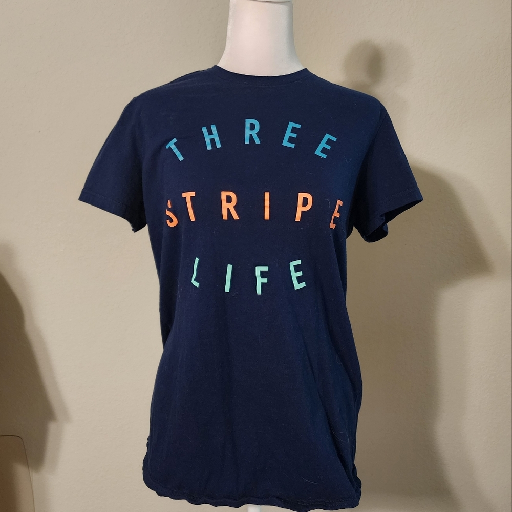 Adidas Women's Three Strip Life Graphic Tee-L